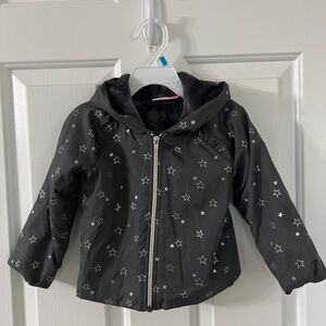 Fall fleece hooded zip front jacket Toddler EUC size 24 months.